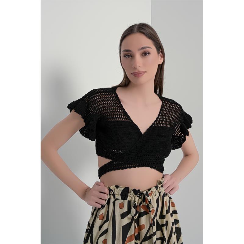Crop top πλεκτό wrap - 4241016620