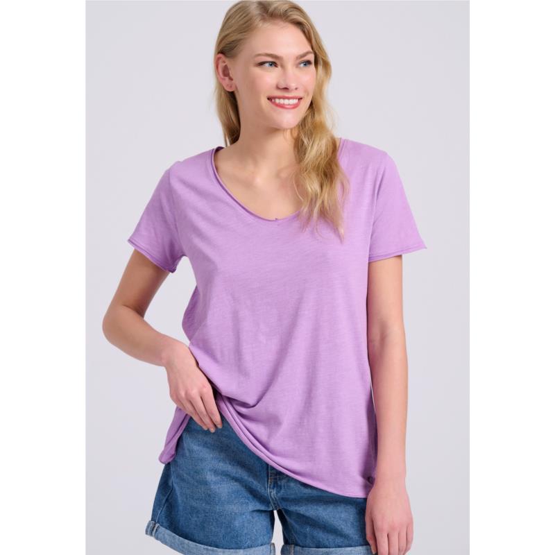 Γυναικείο V-neck μονόχρωμο t-shirt - The essentials