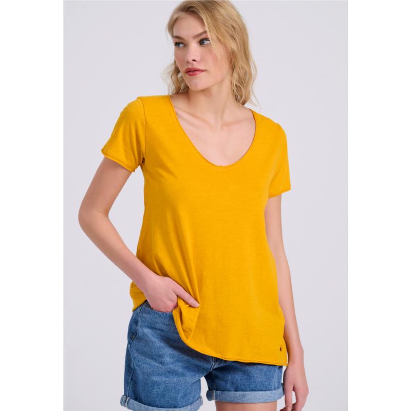 Γυναικείο V-neck μονόχρωμο t-shirt - The essentials