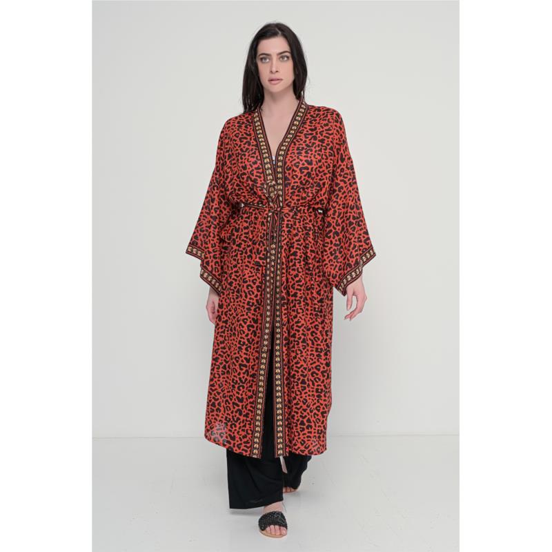 Κιμονό animal print με ζώνη - 4240008450