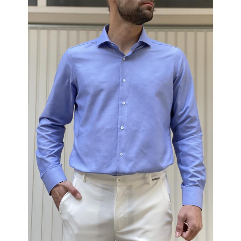 Ανδρικό σιελ πουκάμισο Oxford Modern Fit 243015M
