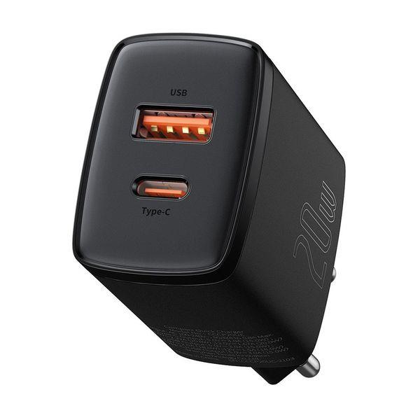 Baseus Compact USB & Type-C 20W Black Φορτιστής