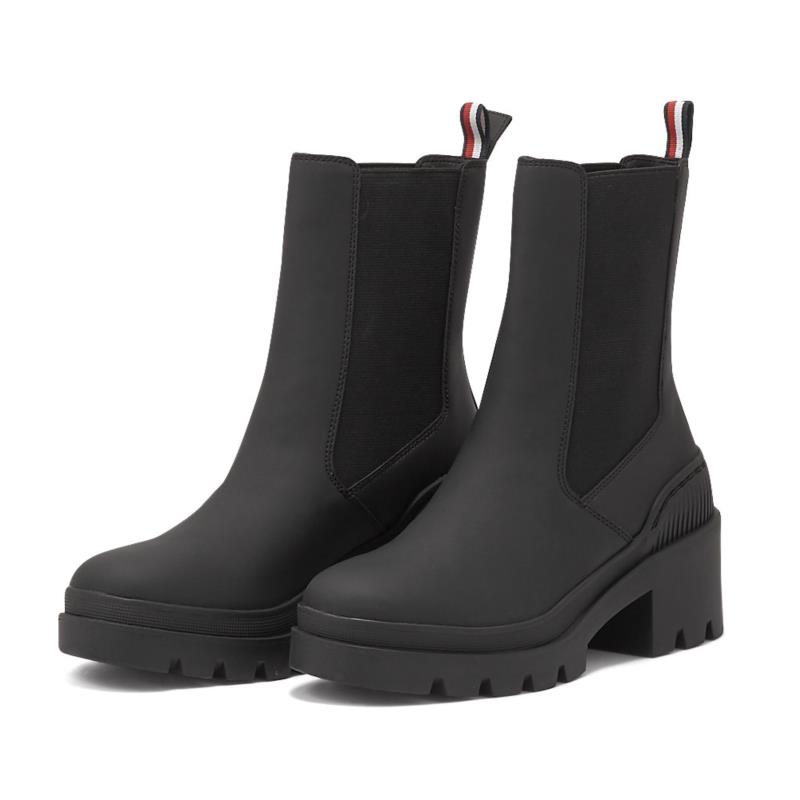 Tommy Hilfiger - Tommy Hilfiger Rubberized Mid Heel Boot FW0FW07520 - 00873
