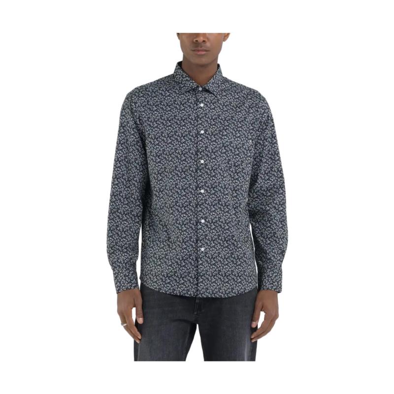 Πουκάμισο με μακριά μανίκια Replay ALL OVER PRINT SHIRT MEN