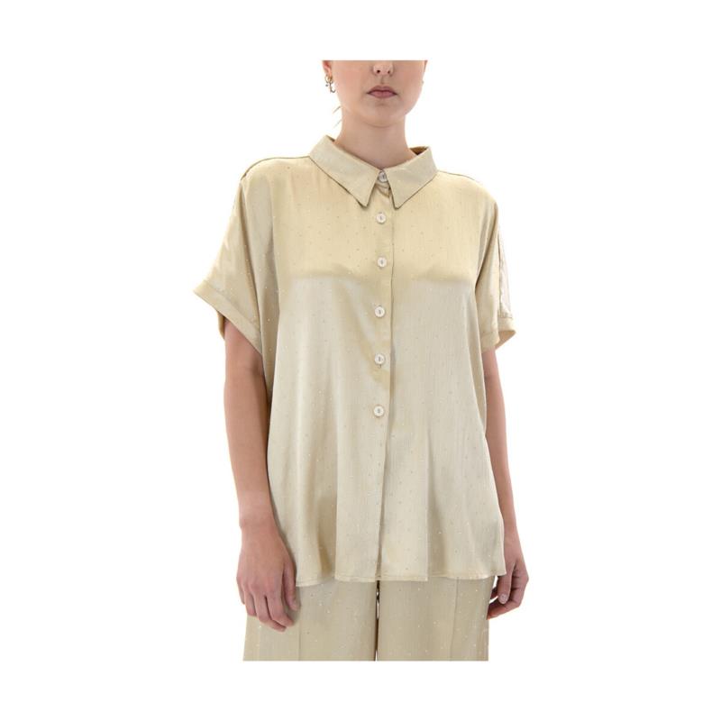 Πουκάμισα Dolce Domenica LUNA SATIN RHINESTONE COMFORT FIT SHIRT WOMEN