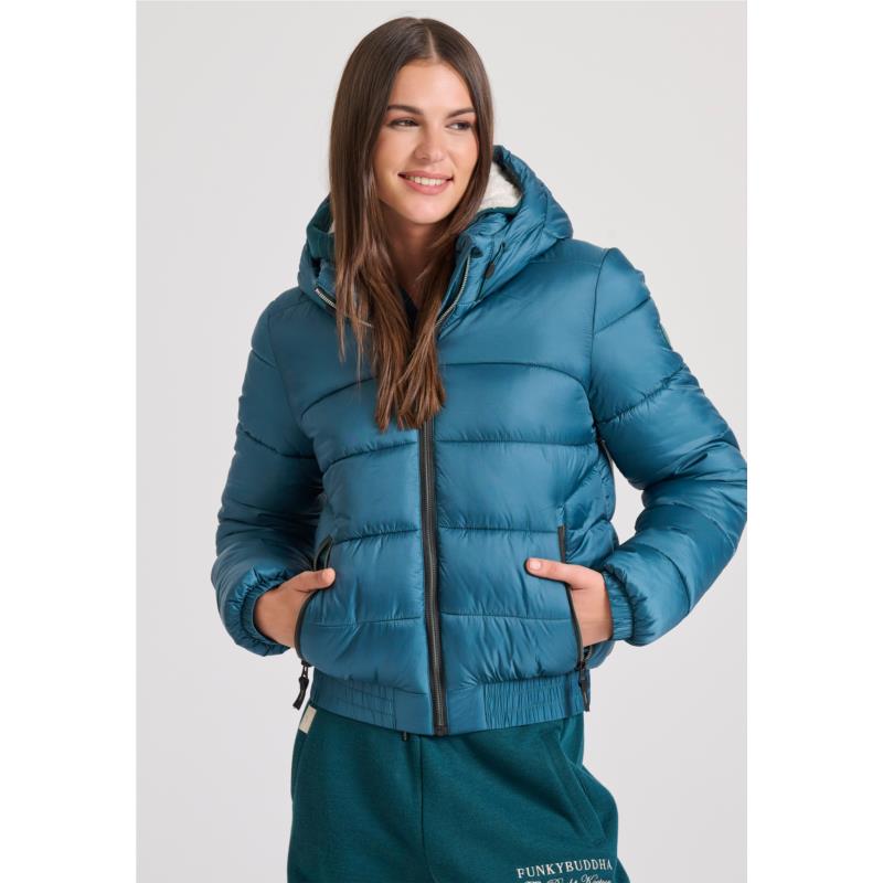 Καπιτονέ puffer μπουφάν με κουκούλα