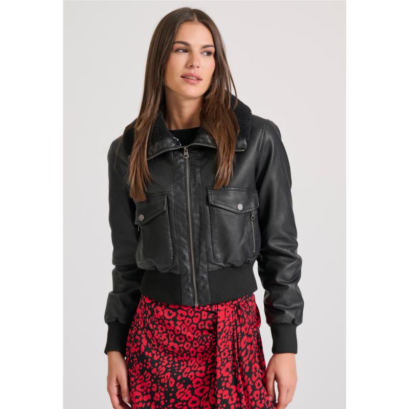 Γυναικείο biker jacket από οικολογικό δέρμα (PU)