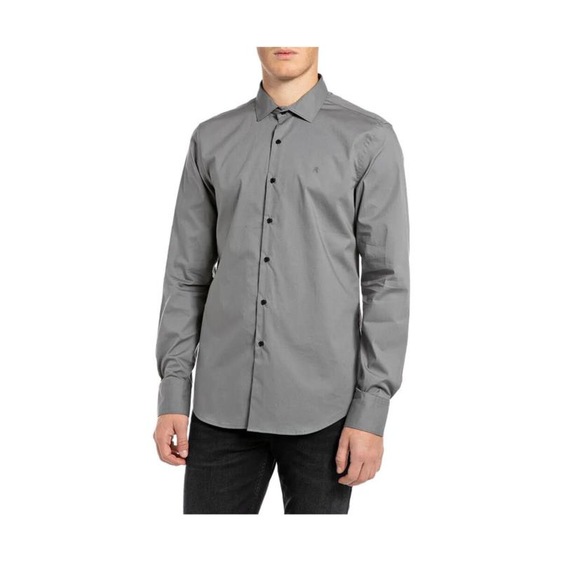 Πουκάμισο με μακριά μανίκια Replay STRETCH POPLIN SHIRT MEN