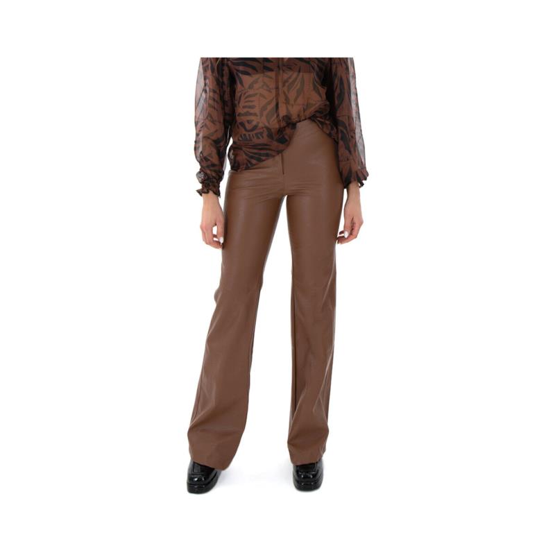 Παντελόνια My T Wearables FAUX LEATHER HIGH WAIST BOOTCUT FIT PANTS WOMEN