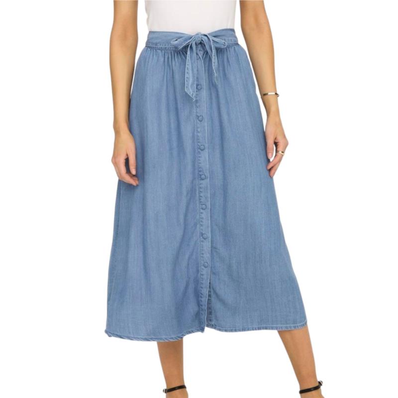 Φούστα Only Onllaia Midi Dnm Qyt 15291712-Light Blue Denim Γυναικείο