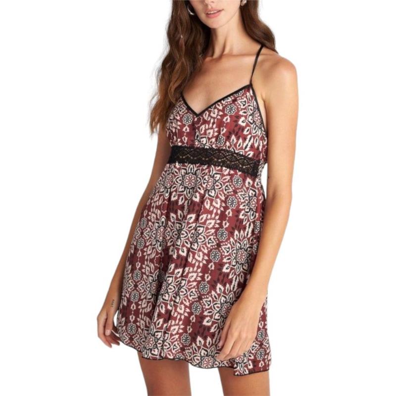 Φόρεμα Attrattivo Mini Με Floral Print Και Κέντημα 91202799-BURGUNDY Γυναικείο