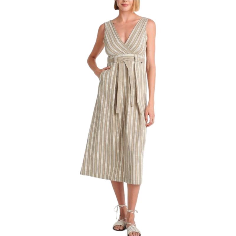 Φόρεμα Attrattivo Κρουαζέ Ριγέ Με Τσέπες 91391779-LIGHT KHAKI Γυναικείο