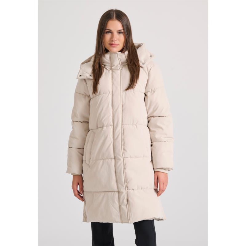 Loose fit μακρύ puffer μπουφάν με αποσπώμενη κουκούλα