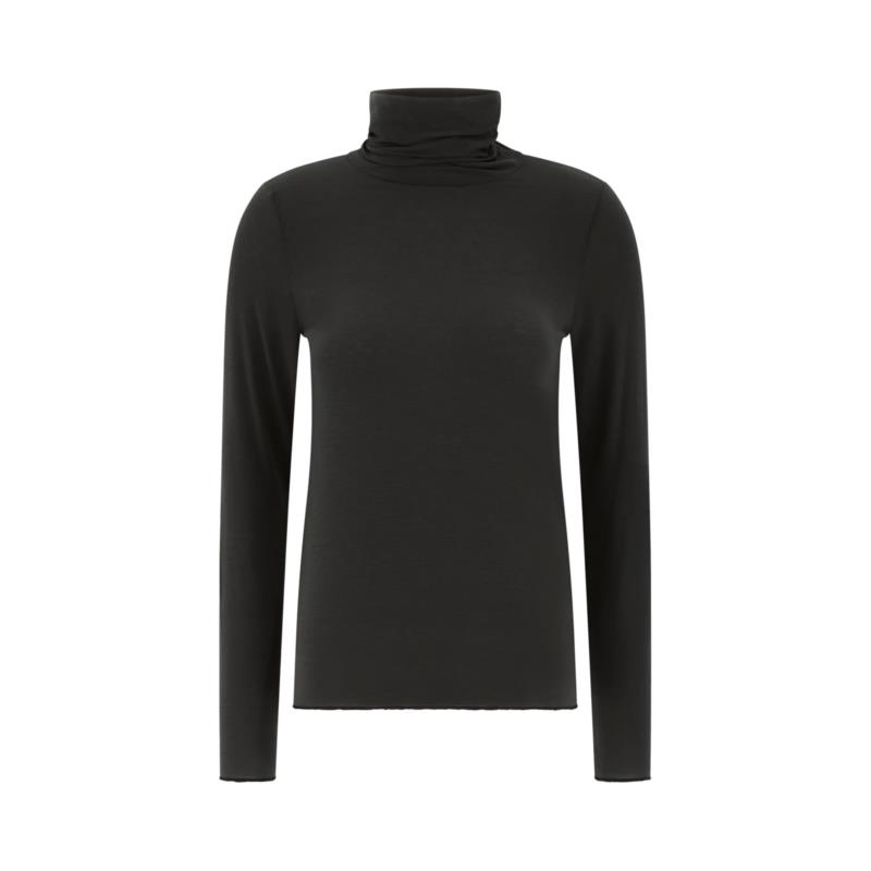 Deha - CASHMERE BLEND HIGH NECK T-SHIRT - 10009-BLACK