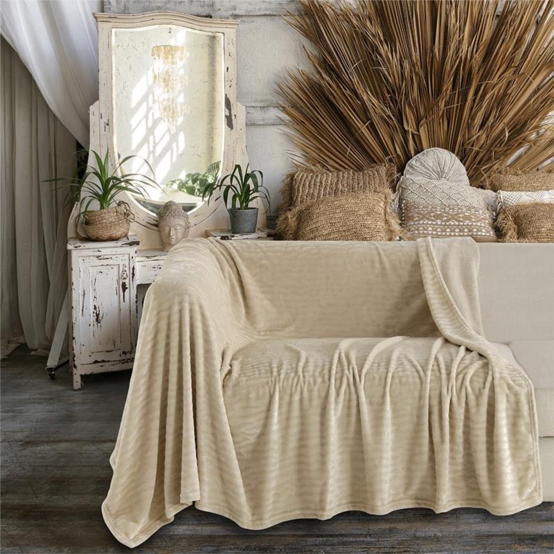 Ριχτάρι Τριθέσιου 170X300 Melinen Flannel Enzo Beige (170x300)