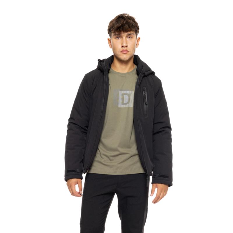 Splendid fashion ανδρικό κοντό μπουφάν με αποσπώμενη κουκούλα ΜΑΥΡΟ 50-201-113-010-M