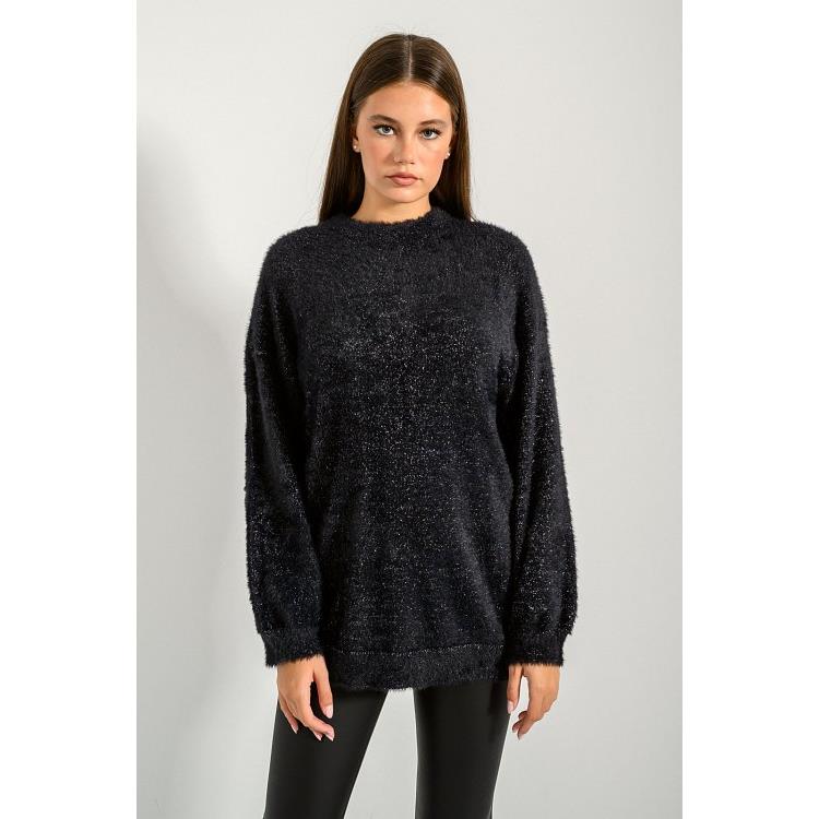 Μοχέρ πλεκτό με γυαλιστερή κλωστή (BLACK)