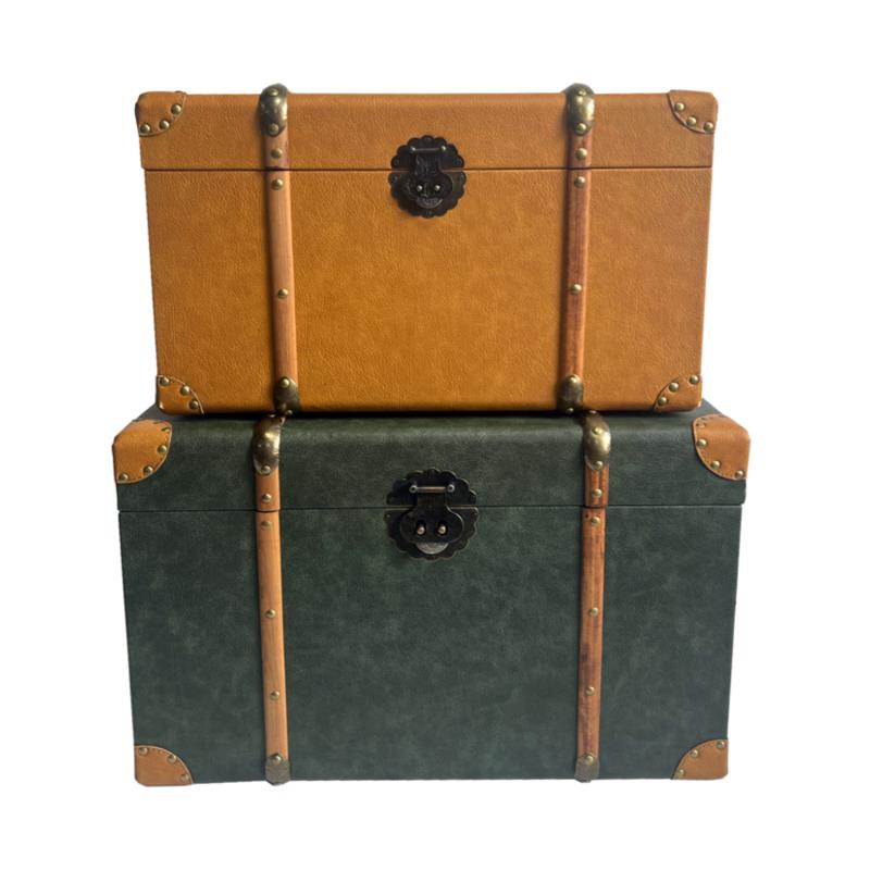 Liberta SADAR Σετ των 2 Μπαούλα Λαδί/Μουσταρδί 64x40x40cm 04-0935
