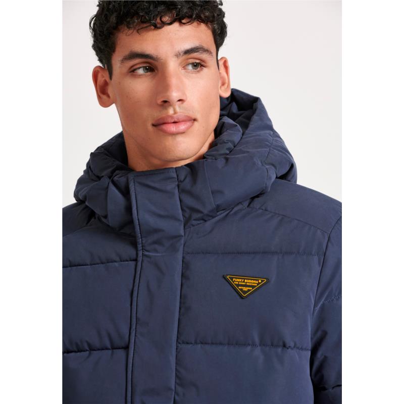 Ανδρικό puffer μπουφάν με αποσπώμενη κουκούλα