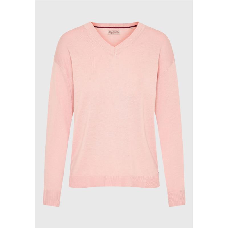 V-neck πλεκτή μπλούζα με βισκόζη