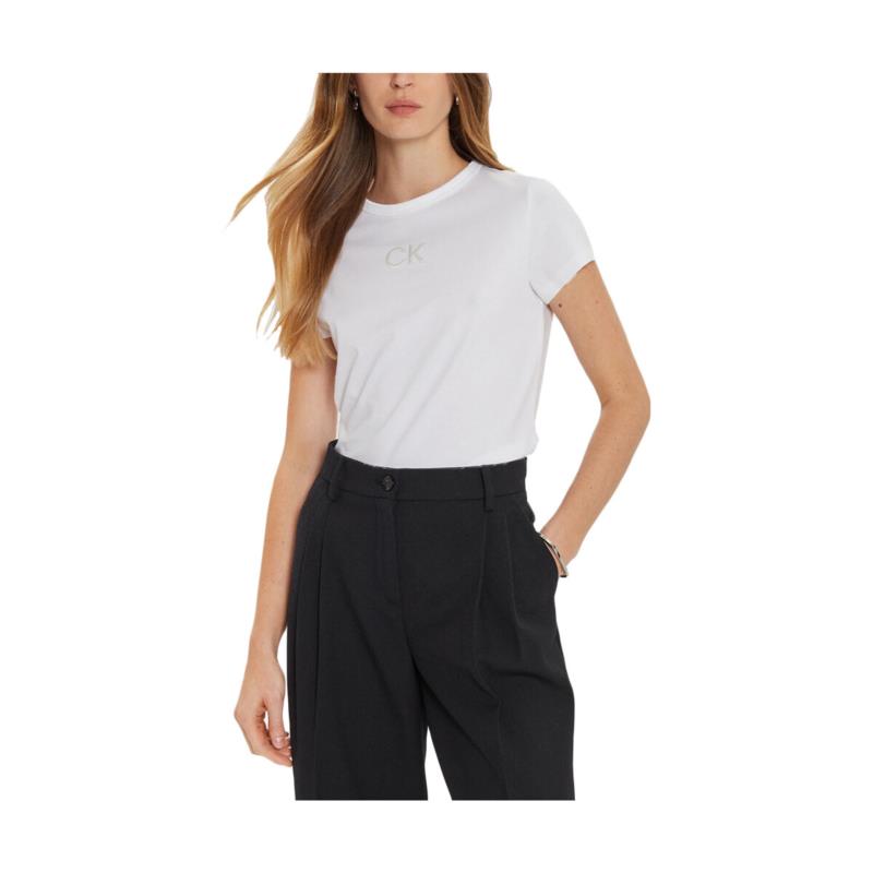 T-shirt με κοντά μανίκια Calvin Klein Jeans SATIN CK SLIM FIT T-SHIRT WOMEN