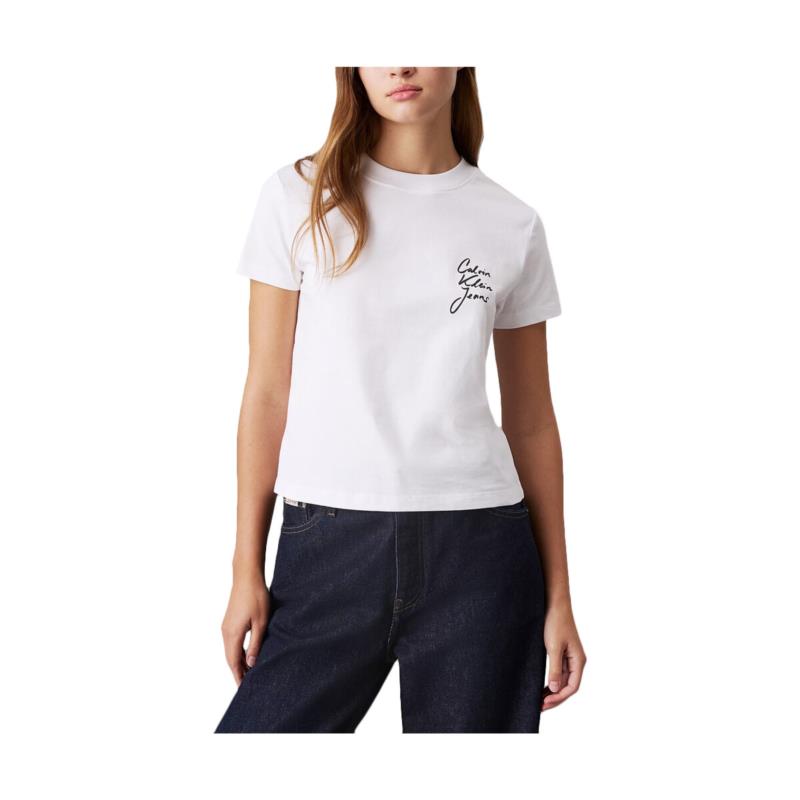 T-shirt με κοντά μανίκια Calvin Klein Jeans SCRIPT INSTITUTIONAL SLIM FIT T-SHIRT WOMEN