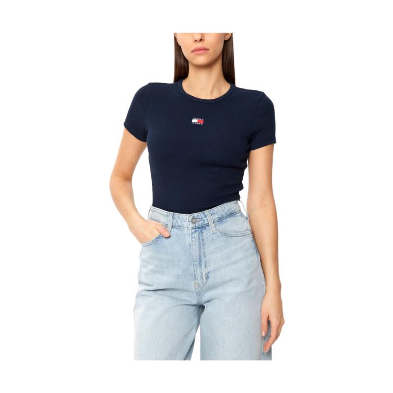 T-shirt με κοντά μανίκια Tommy Hilfiger TOMMY JEANS RIB BADGE SLIM FIT T-SHIRT WOMEN