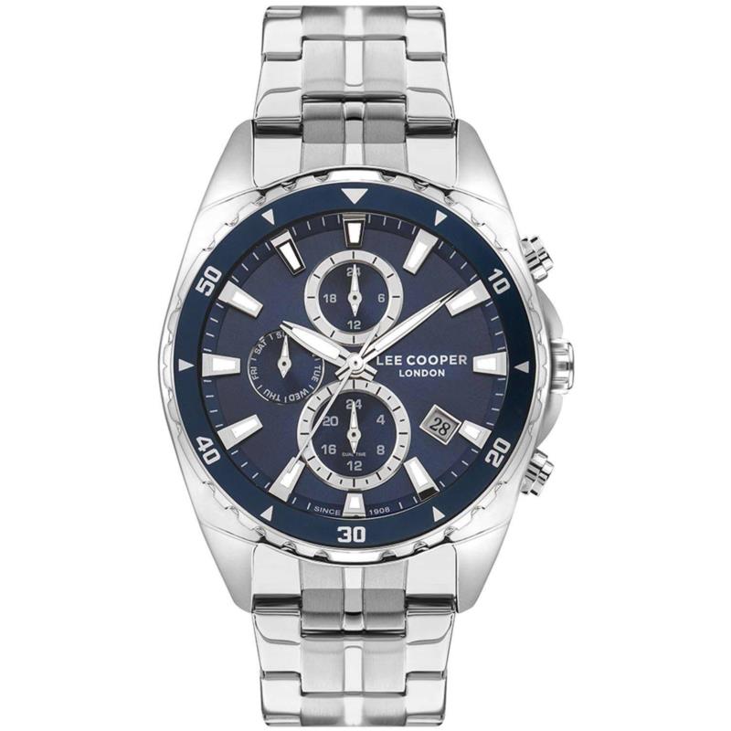 LEE COOPER Dual Time Men's - LC07515.390 Silver case with Metal Bracelet