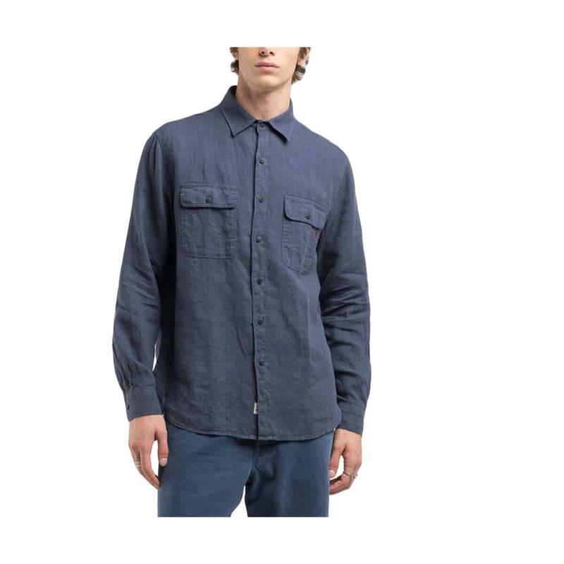 Πουκάμισο με μακριά μανίκια Replay LINEN SHIRT MEN