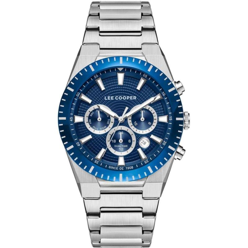 LEE COOPER Dual Time Men's - LC08100.390, Silver case with Metal Bracelet