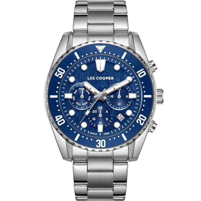 LEE COOPER Dual Time Men's - LC08101.390, Silver case with Metal Bracelet