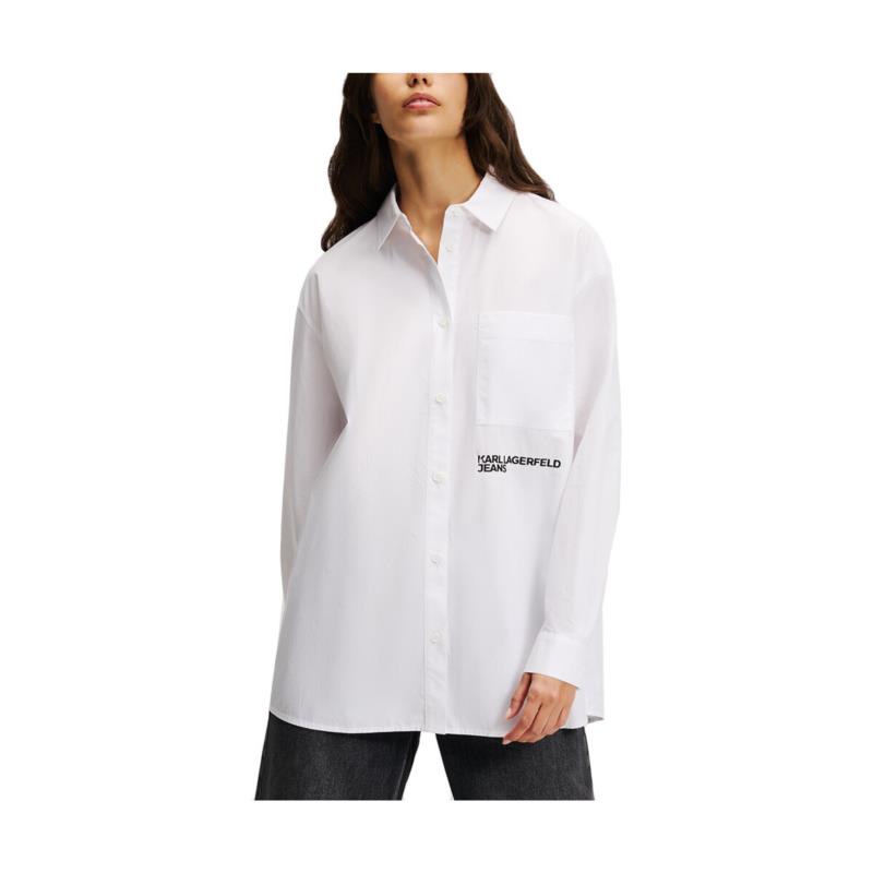 Πουκάμισα Karl Lagerfeld POCKET DETAIL LONGSLEEVE RELAXED FIT SHIRT WOMEN