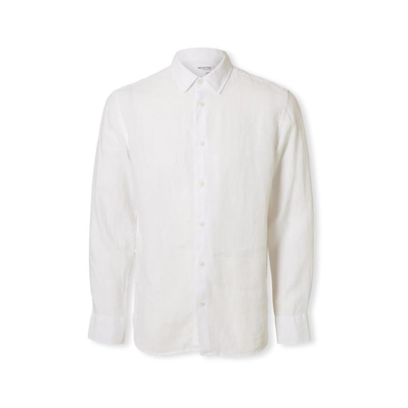 Πουκάμισο με μακριά μανίκια Selected Regkylian-Linen Shirt - White