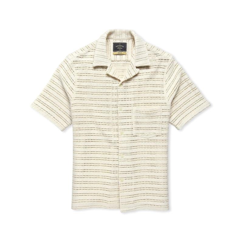 Πουκάμισο με μακριά μανίκια Portuguese Flannel Drove Knit Shirt - Offwhite