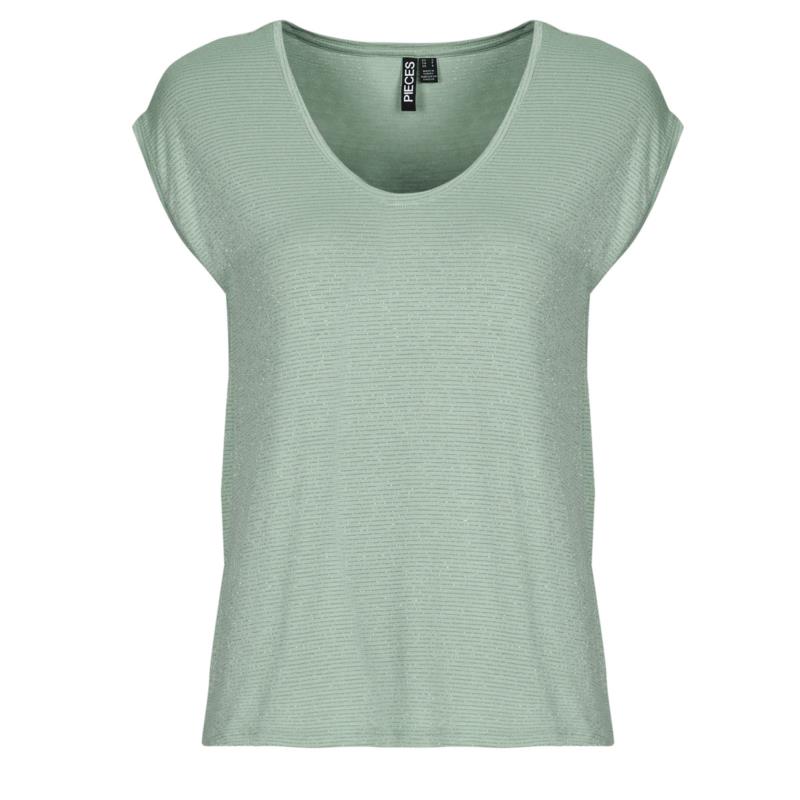 T-shirt με κοντά μανίκια Pieces PCBILLO TEE LUREX STRIPES
