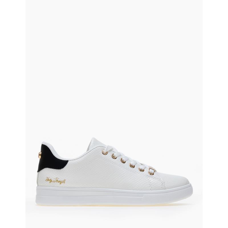 Γυναικεία sneakers με χαμηλή σόλα - Λευκό-Μαύρο