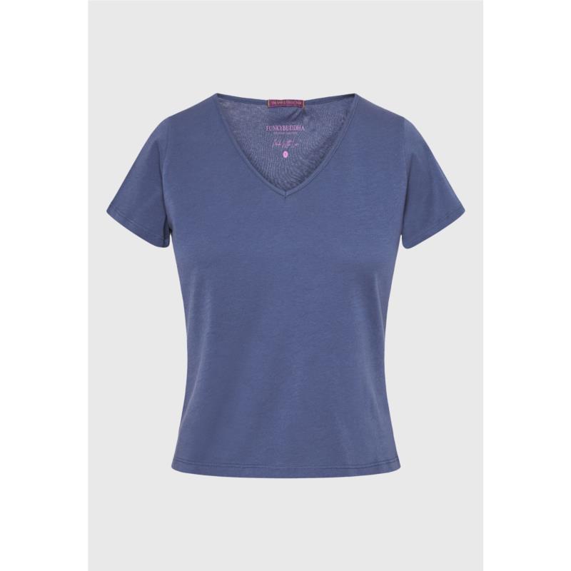 Γυναικείο βαμβακερό t-shirt με άνοιγμα V