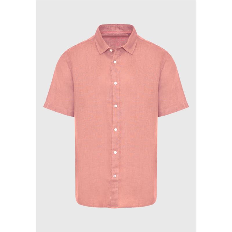Garment dyed κοντομάνικο λινό πουκάμισο - The essentials