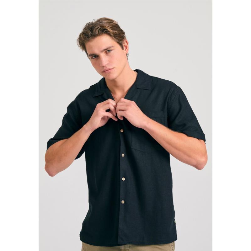 Relaxed fit πουκάμισο από λινό και τεχνητό μετάξι