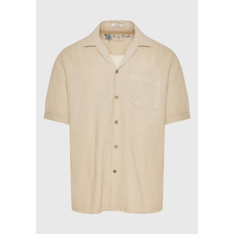 Relaxed fit πουκάμισο από λινό και τεχνητό μετάξι