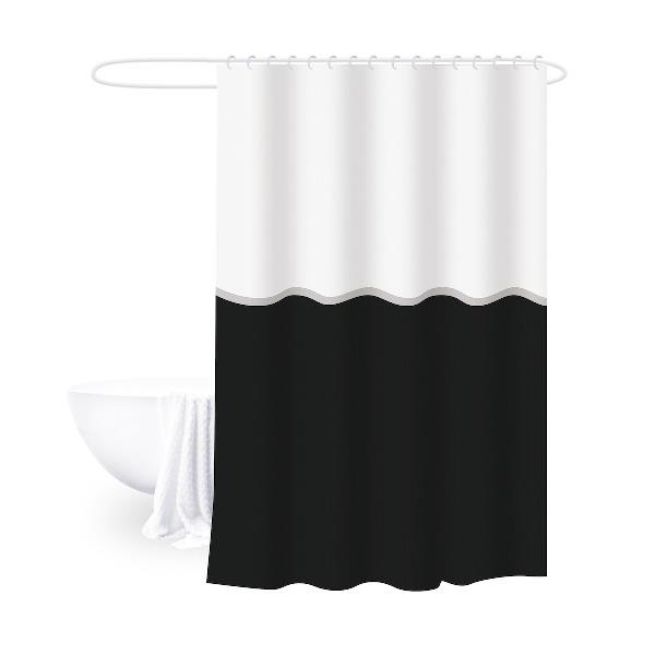 Κουρτίνα Μπάνιου Δίχρωμη 180x180εκ. Polyester Bliss White-Black 2435684 (Ύφασμα: Polyester, Χρώμα: Λευκό) - 24home.gr - 2435684