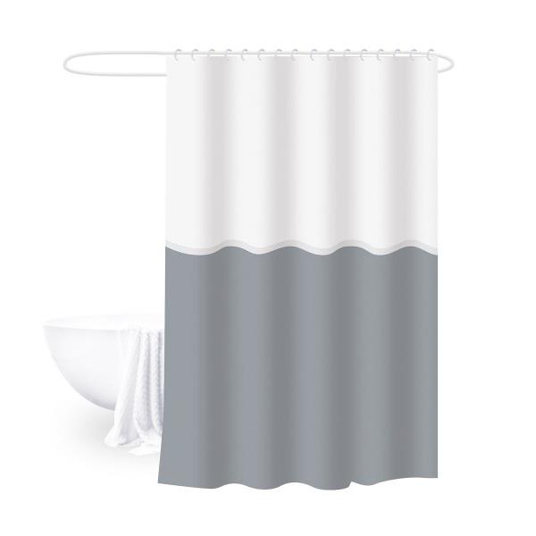 Κουρτίνα Μπάνιου Δίχρωμη 180x180εκ. Polyester Bliss White-Grey 2435785 (Ύφασμα: Polyester, Χρώμα: Λευκό) - 24home.gr - 2435785