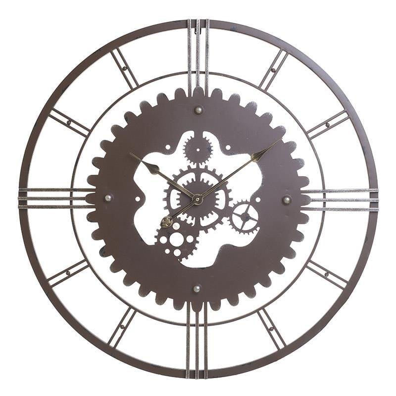 Ρολόι Τοίχου Μεταλλικό Αντικέ inart 57εκ. 3-20-977-0287 (Υλικό: Μεταλλικό, Χρώμα: Καφέ) - inart - 3-20-977-0287