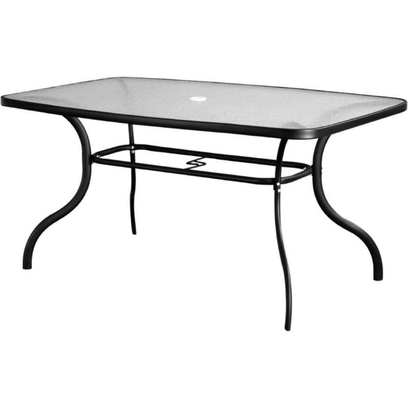 Τραπέζι Εξωτερικού Χώρου Μεταλλικό 150x70x92εκ. Με Τζάμι TRA46/150R (Υλικό: Μεταλλικό, Χρώμα: Μαύρο) - OEM - 4-TRA46/150R