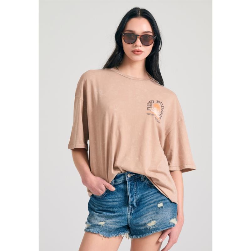 Oversized garment dyed t-shirt με τύπωμα στην πλάτη