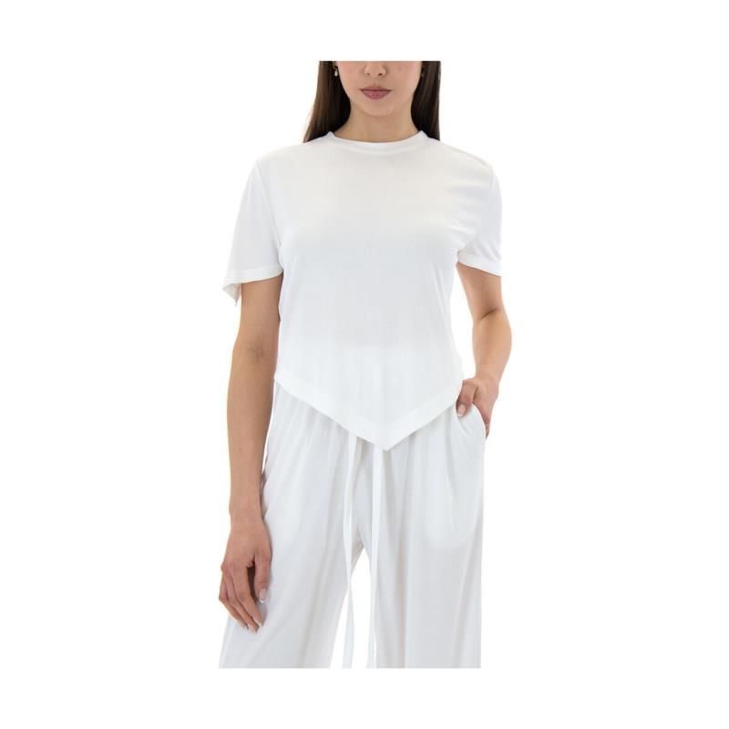 T-shirt με κοντά μανίκια Zoya RIB ROUND NECK ASYMMETRIC T-SHIRT WOMEN
