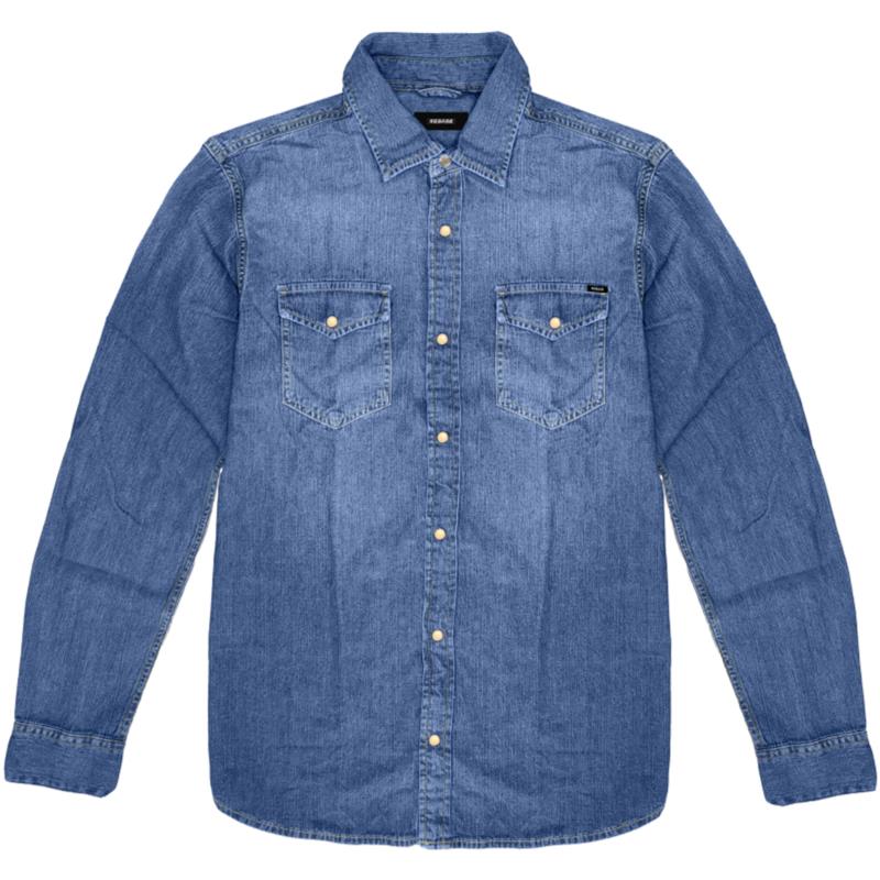 Rebase - SHIRTS LONG SLEEVE DENIM - MIDDLE DENIM BLUE