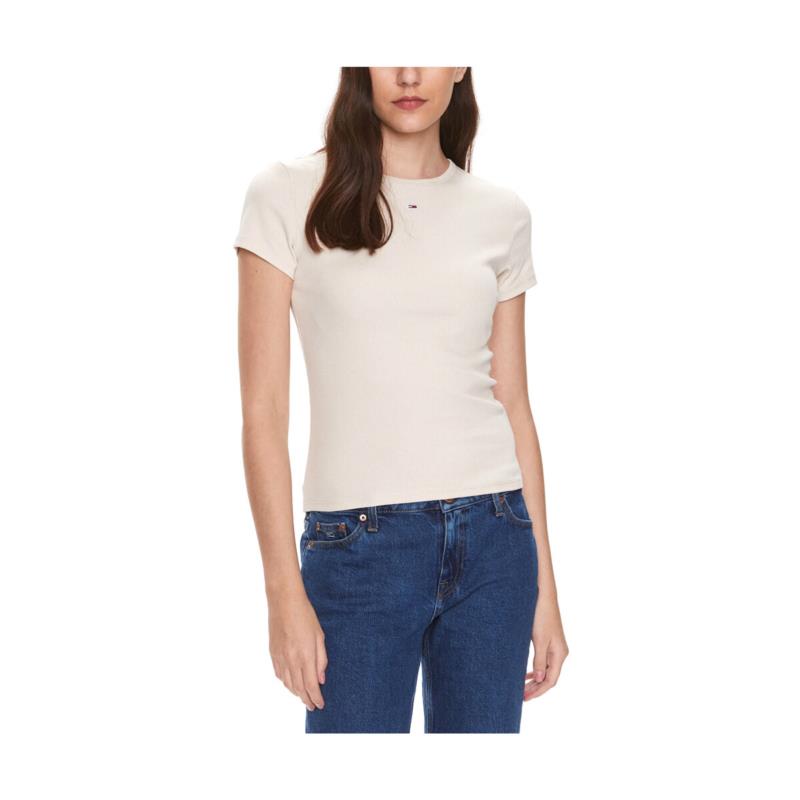 T-shirt με κοντά μανίκια Tommy Hilfiger TOMMY JEANS RIB ESSENTIAL SLIM FIT T-SHIRT WOMEN