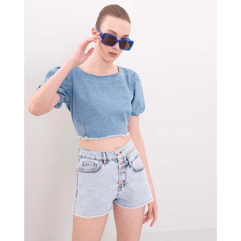 Cae γυναικείο denim σορτς 100% βαμβακέρο