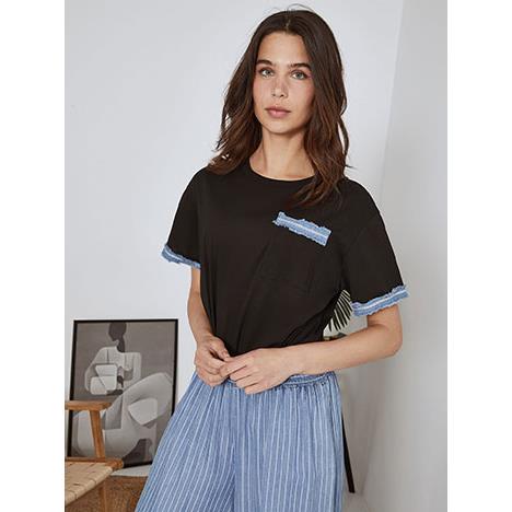T-shirt με denim λεπτομέρειες SN9844.4961+2